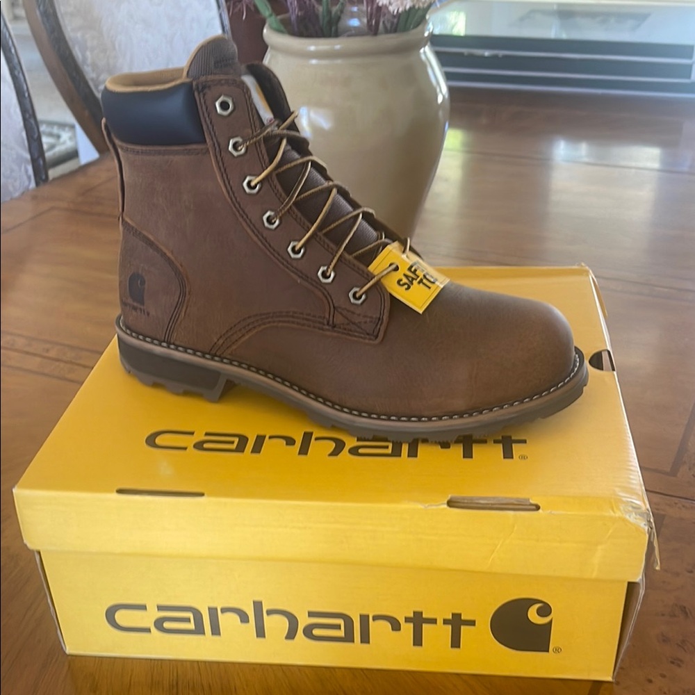 Carhartt Brown Leather Work Boots with Durable Sole